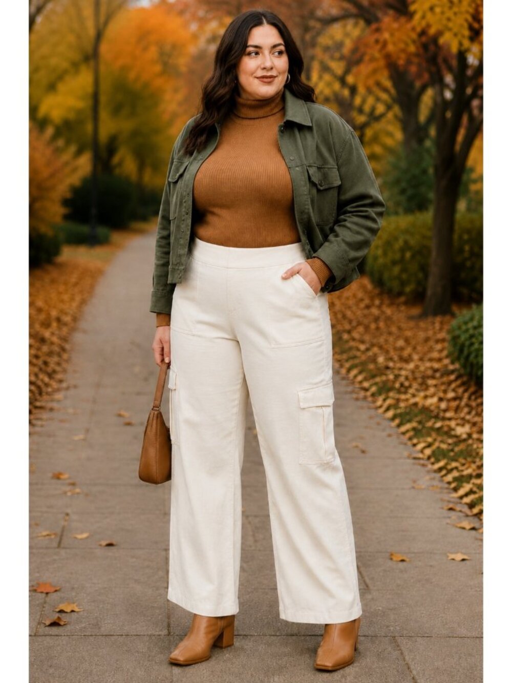 Halara Cargo Pants L Ivory High-Rise Straight Leg Utility Trousers Loungewear